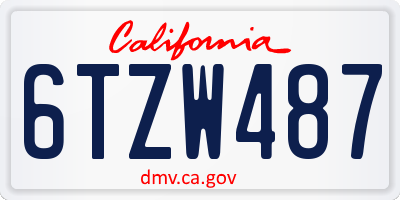 CA license plate 6TZW487