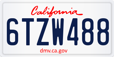 CA license plate 6TZW488