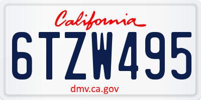 CA license plate 6TZW495