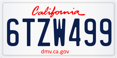 CA license plate 6TZW499