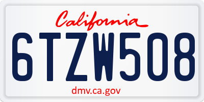 CA license plate 6TZW508