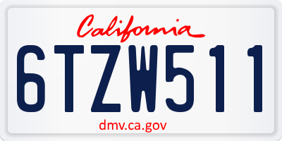 CA license plate 6TZW511