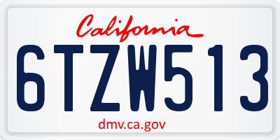 CA license plate 6TZW513