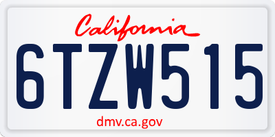 CA license plate 6TZW515