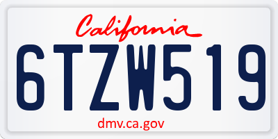 CA license plate 6TZW519