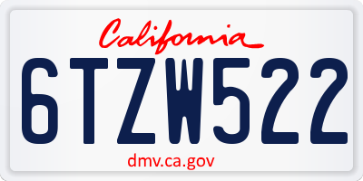 CA license plate 6TZW522