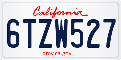 CA license plate 6TZW527