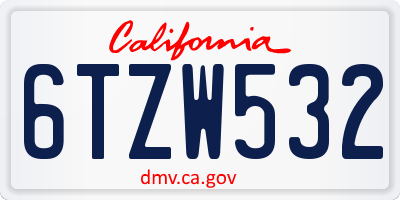 CA license plate 6TZW532