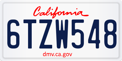 CA license plate 6TZW548