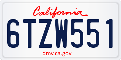 CA license plate 6TZW551