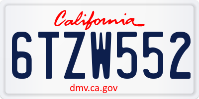 CA license plate 6TZW552