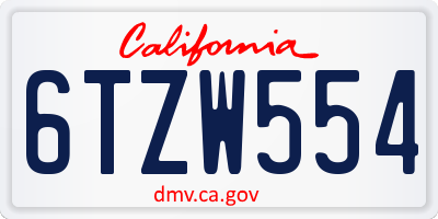 CA license plate 6TZW554