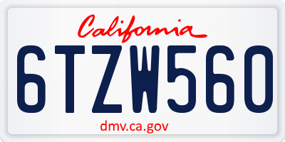 CA license plate 6TZW560