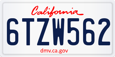 CA license plate 6TZW562
