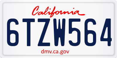 CA license plate 6TZW564