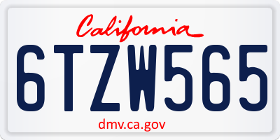 CA license plate 6TZW565