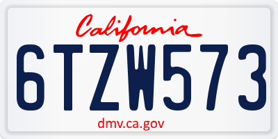 CA license plate 6TZW573