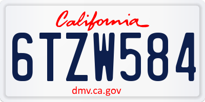 CA license plate 6TZW584