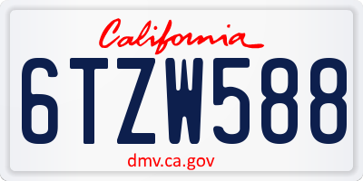 CA license plate 6TZW588