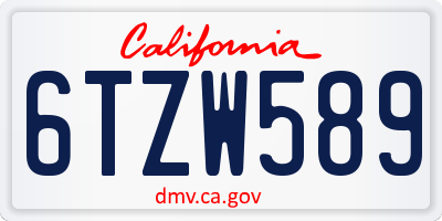 CA license plate 6TZW589