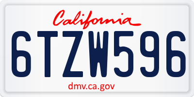CA license plate 6TZW596