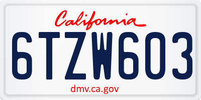 CA license plate 6TZW603