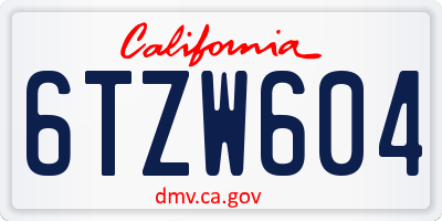 CA license plate 6TZW604