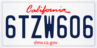 CA license plate 6TZW606