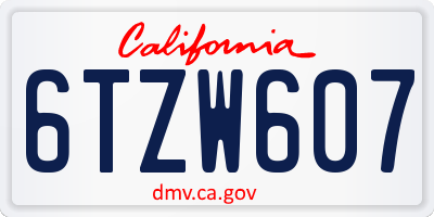CA license plate 6TZW607