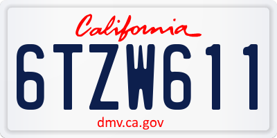 CA license plate 6TZW611