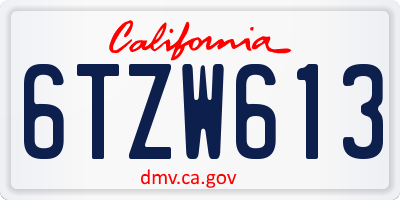 CA license plate 6TZW613