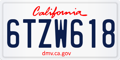 CA license plate 6TZW618