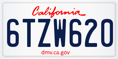 CA license plate 6TZW620