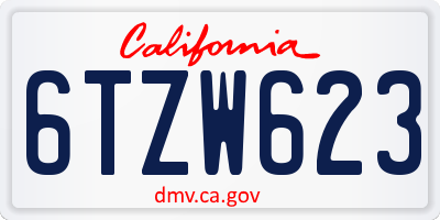 CA license plate 6TZW623