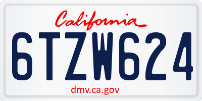 CA license plate 6TZW624