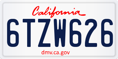 CA license plate 6TZW626