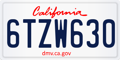 CA license plate 6TZW630