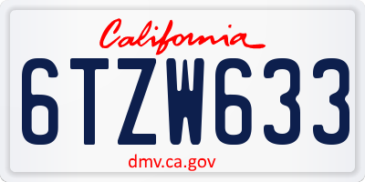 CA license plate 6TZW633