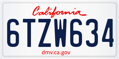 CA license plate 6TZW634