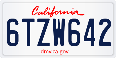 CA license plate 6TZW642