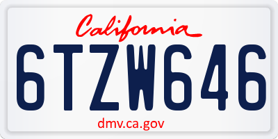 CA license plate 6TZW646