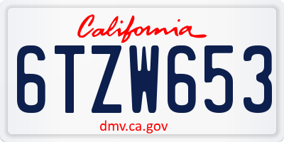 CA license plate 6TZW653