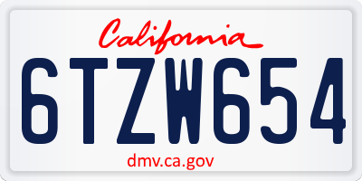 CA license plate 6TZW654