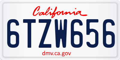 CA license plate 6TZW656