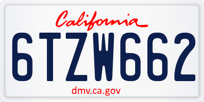 CA license plate 6TZW662