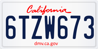 CA license plate 6TZW673