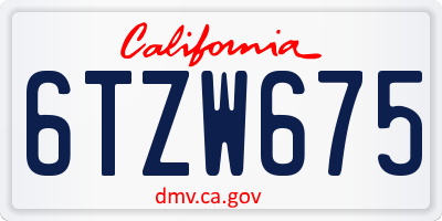 CA license plate 6TZW675