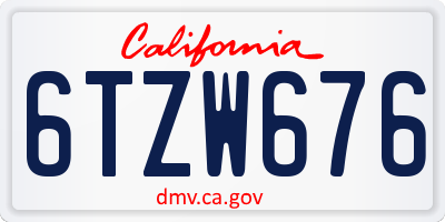 CA license plate 6TZW676