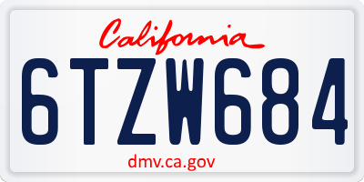 CA license plate 6TZW684