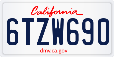 CA license plate 6TZW690